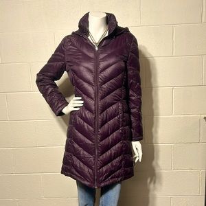 CALVIN KLEIN Maroon Packable Lightweight Premium Down Puffer Coat Hooded Size/M